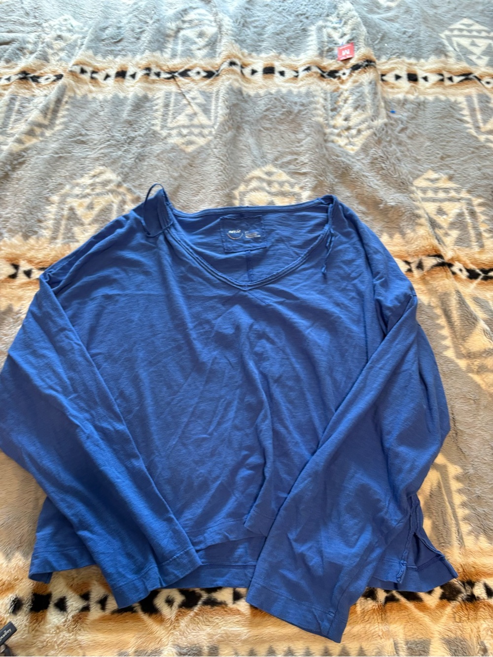 aerie Royal Blue V-Neck Long Sleeve Top